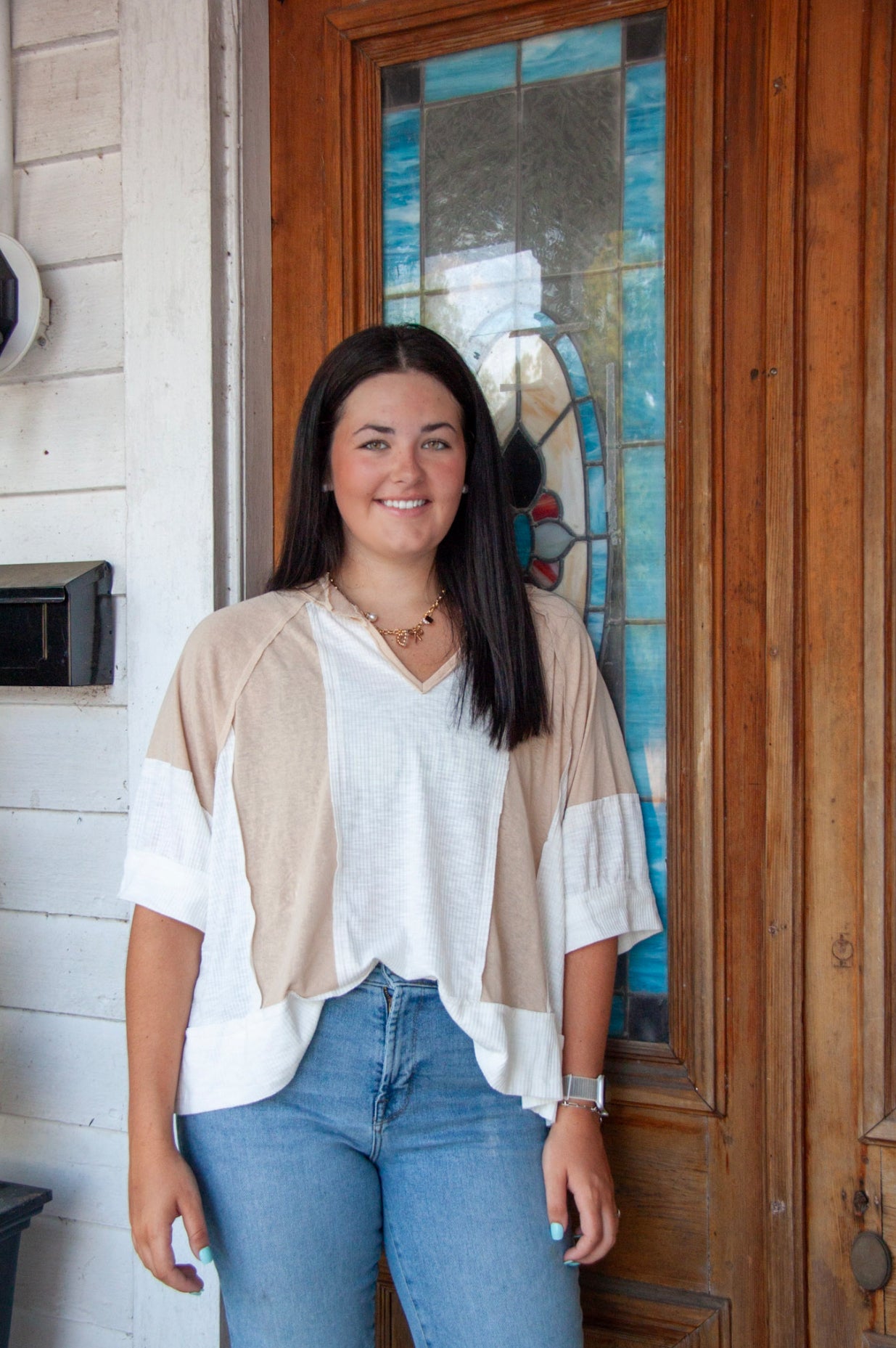 Silk and Stone Colorblock Top