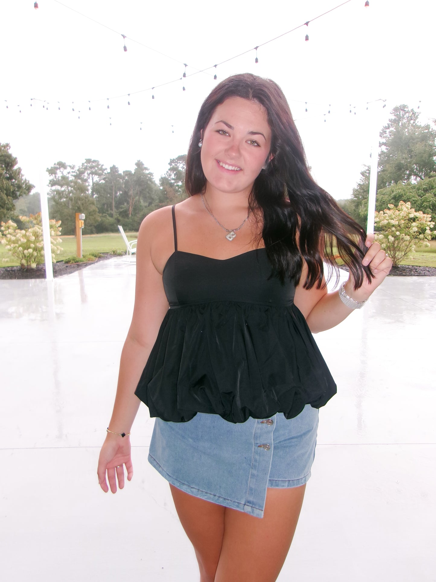 Midnight Ruffle Babydoll Tank